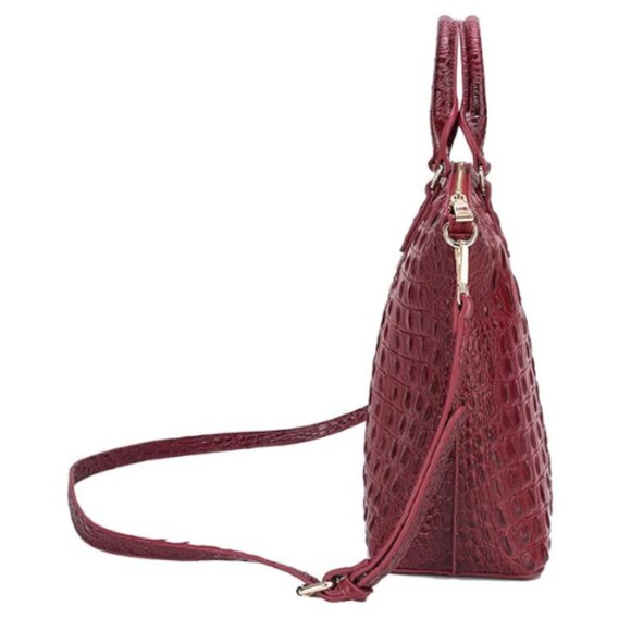 Women's Satchel Shoulder Bag Vegan Leather Crocodile-Embossed Pattern Top Handle - Picture 3 of 6